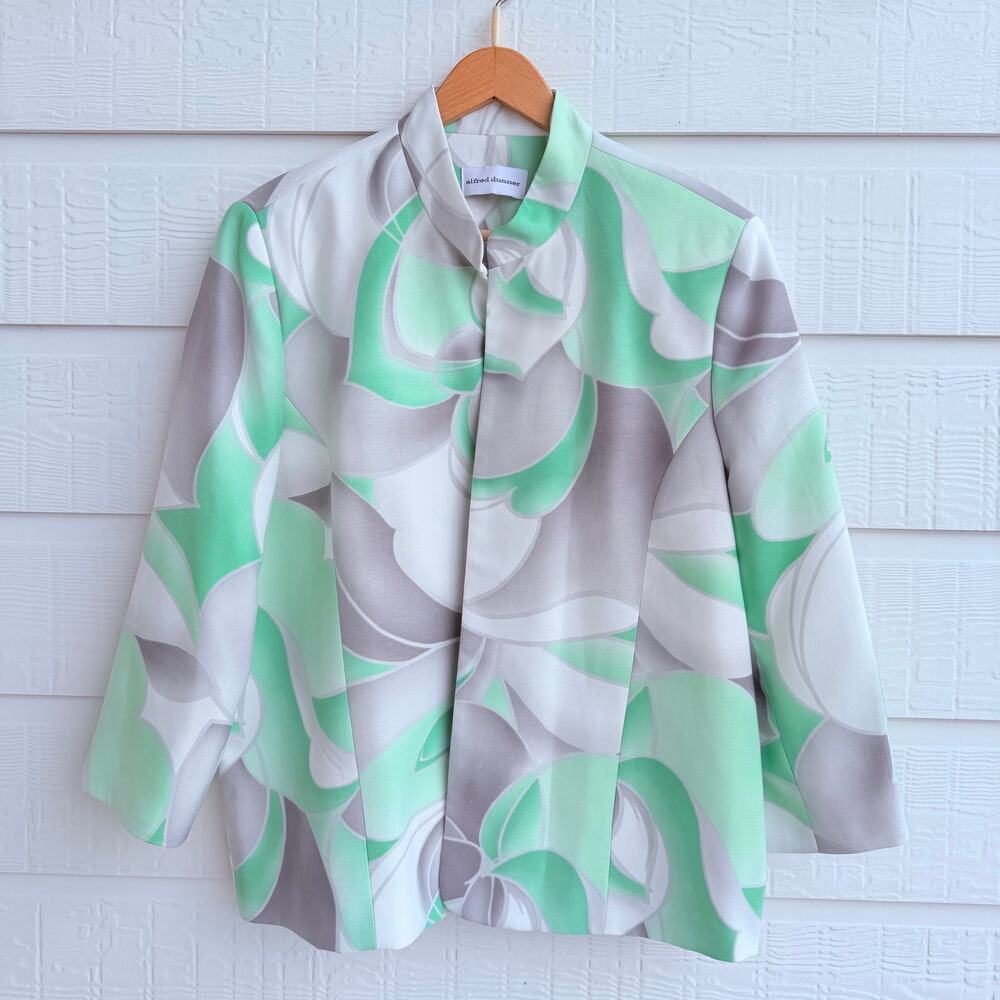 Alfred Dunner Open Front Lined Jacket Size 18 Coastal Grandma
